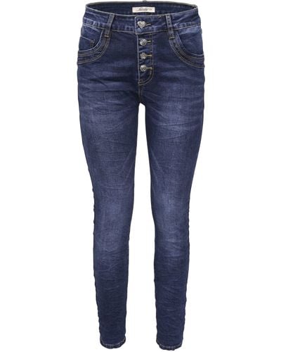 Jewelly Regular-fit- , Stretch Jeans Five-Pocket im Crash-Look - Blau