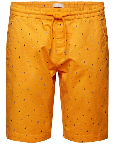 Edc By Esprit Gemusterte Pull-on-Shorts, Baumwollstretch (1-tlg) - Orange
