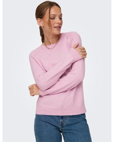 ONLY Rundhalspullover ONLRICA LIFE L/S PULLOVER KNT NOOS - Pink