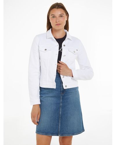 Tommy Hilfiger Jeansblazer DNM SLIM JACKET WHITE mit Markenlabel - Weiß
