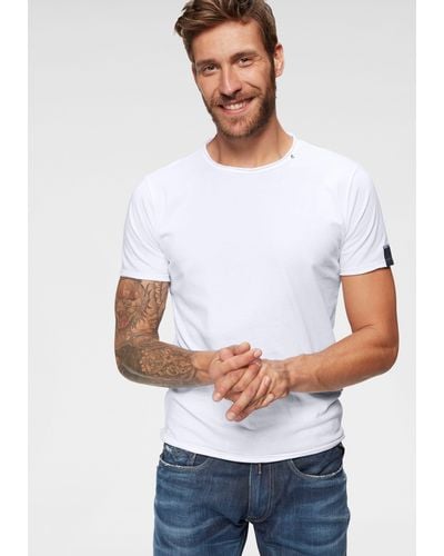 Replay T-Shirt offene Kanten - Weiß