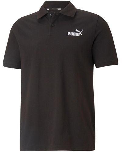 PUMA Poloshirt ESS Pique Polo Kragen, Knöpfe, Logo - Schwarz