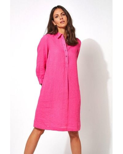 Toni Blusenkleid Aila aus Leinen - Pink