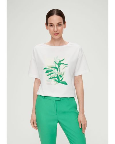 S.oliver Kurzarmshirt T-Shirt mit Front-Print - Grün