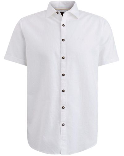 PME LEGEND Langarmhemd Short Sleeve Shirt Ctn Linen 2tone - Weiß