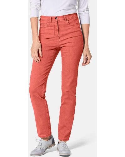 Goldner Jeans Bequeme High-Stretch-Jeanshose - Rot