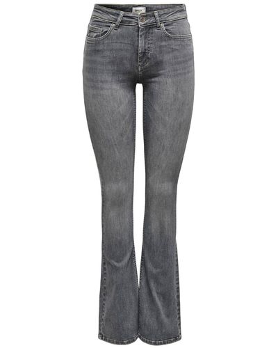 ONLY 5-Pocket- Jeans mit Schlag ONBLUSH LIFE MID FLARED (1-tlg) - Grau
