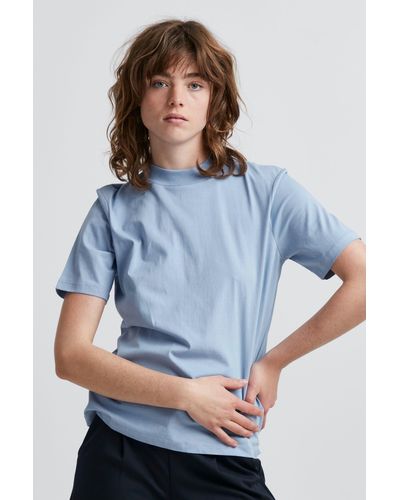 Ichi IHRANIA SS - 20112704 T-Shirt mit kurzem Stehkragen - Blau