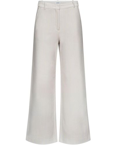 Esprit Stoffhose Nadelstreifen-Anzughose aus Piqué - Weiß