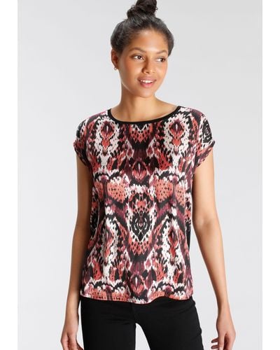 Tamaris Shirtbluse mit trendigem Print - Rot