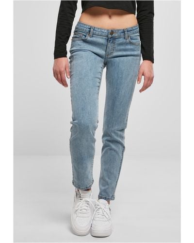 Urban Classics Funktionshose Ladies Low Waist Straight Denim Pants Jeans - Blau