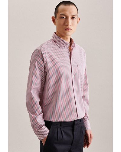 Seidensticker Businesshemd Regular Langarm Kentkragen Streifen - Pink