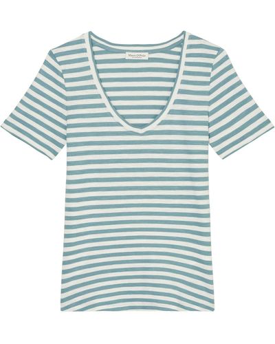 Marc O' Polo Shirtbluse T-shirt, short sleeve, v-neck, stri - Blau