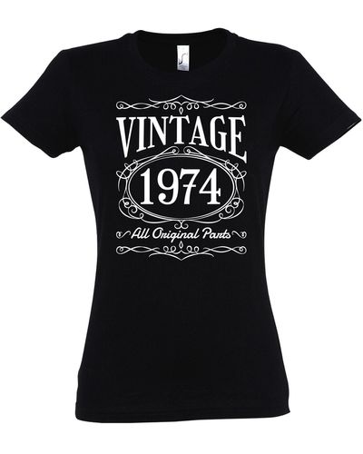 Youth Designz T-Shirt Vintage 1974 Tshirt 50. mit lustigem Spruch zum Geburtstag - Schwarz
