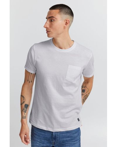 Blend Einfarbiges Rundhals T-Shirt aus Baumwolle BHNASIR (1-tlg) 4034 in Weiß
