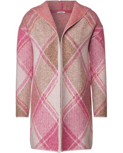 Cecil Strickpullover TOS_Check Hoody Cardigan - Pink