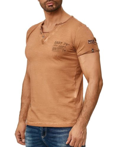 Tazzio V- 4060 außergewöhliches T-Shirt in dezentem Used Look & Ölwaschung - Mehrfarbig