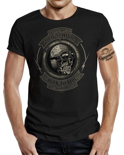 GASOLINE BANDIT® ® T-Shirt für Biker Racer Motorrad Fans: Golden Age Old School - Schwarz