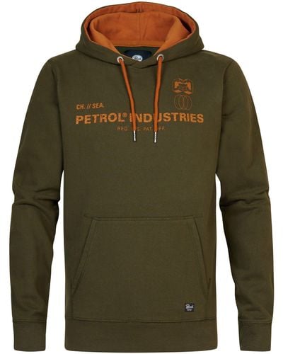 Petrol Industries Kapuzenpullover Hoodie mit Kapuze, Kordelzug und (1-tlg) - Grün