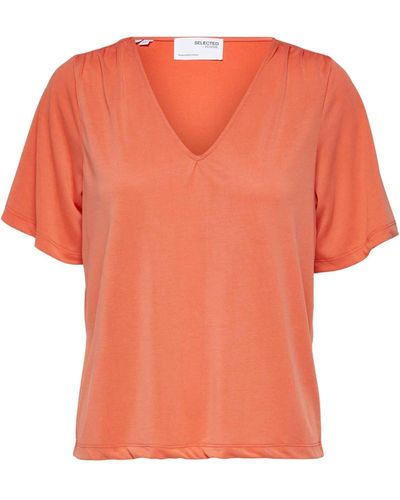 SELECTED T-Shirt SLFENIA (1-tlg) - Orange