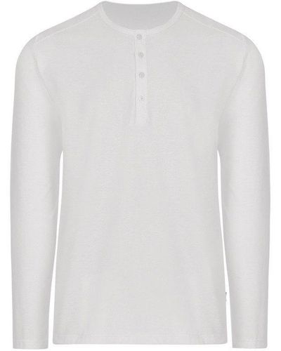 Trigema Longsleeve Langarmshirt mit Knopfleiste (1-tlg) - Weiß