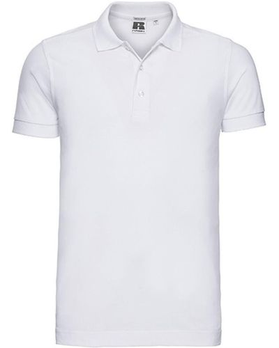 Russell Poloshirt Stretch Polo Shirt / längere Ausführung - Weiß