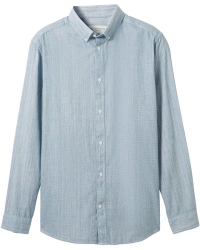 Tom Tailor Kurzarmshirt chambray slubyarn shirt - Blau