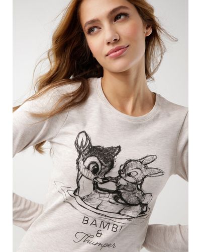 Kangaroos Langarmshirt Bambi & Klopfer mit Motiv-Druck - Weiß