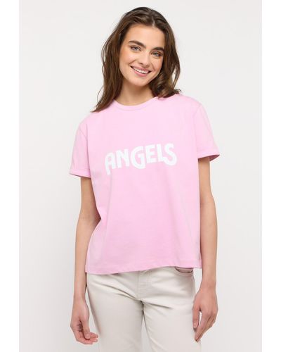 ANGELS Rundhalsshirt T-Shirt Logo Print - Pink