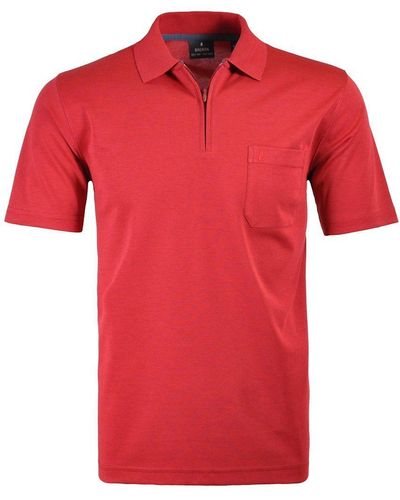 RAGMAN T-Shirt / He. / Basic Polo zip soft knit - Rot