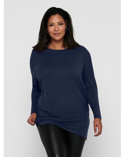 Only Carmakoma T- Long Curvy Shirt Plus Size Longsleeve Übergröße CARCAMA - Blau