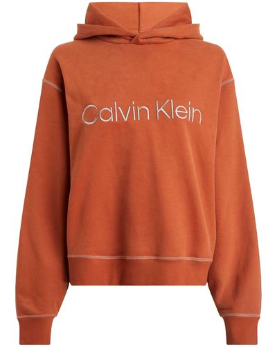 Calvin Klein Kapuzensweatshirt HOODIE mit Logostickereien - Orange