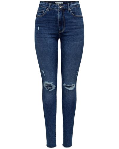 ONLY Skinny-fit-Jeans JOSIE (1-tlg) Fransen - Blau