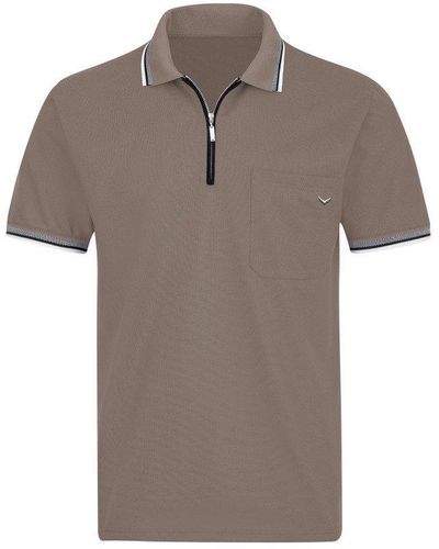 Trigema Poloshirt mit Reißverschluss (1-tlg) - Grau