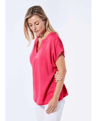 Goldner Schlupfbluse Bluse mit Tunika Ausschnitt - Rot