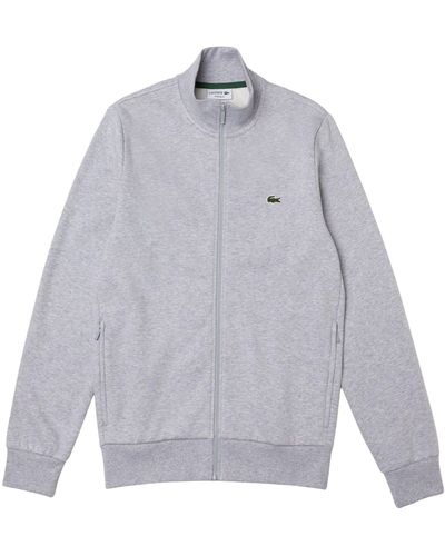 Lacoste Sweatjacke Jacke Sweatshirt aus aufgerautem Fleece mit (1-tlg) - Grau