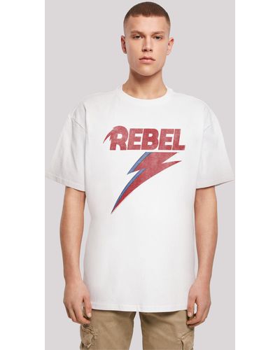 F4NT4STIC T-Shirt David Bowie Rock Music Band Distressed Rebel Print - Rot