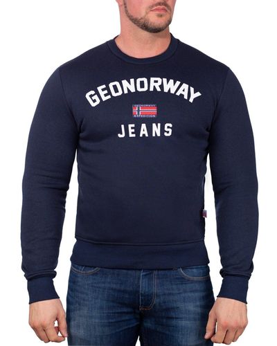 Geo Norway Rundhalspullover Sweatshirt bagassier (1-tlg) Elegantes Design mit Logo - Blau