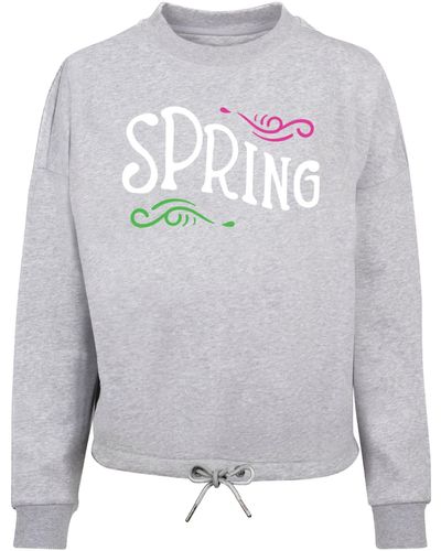 Merchcode Sweater Ladies Spring text - Grau