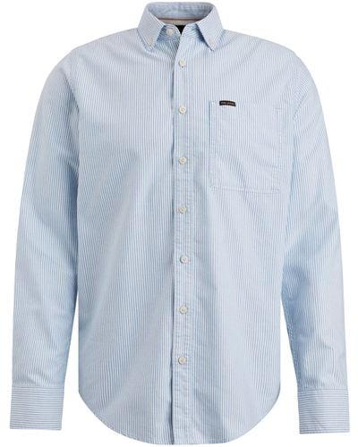 PME LEGEND Langarmhemd Long Sleeve Shirt Striped Ctn Oxfo - Blau