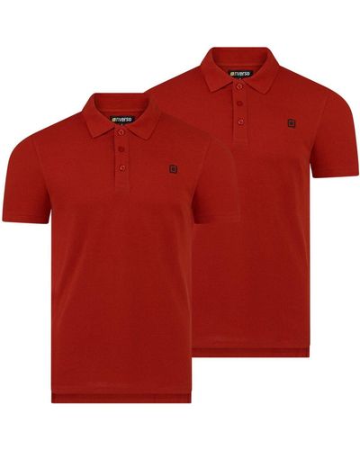 Riverso Poloshirt Polohemd RIVJohn Regular Fit (2-tlg) Basic Hemd aus 100% Baumwolle - Rot