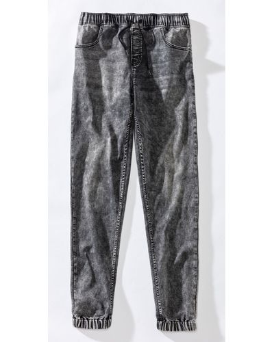 Buffalo Schlupfjeans Jogg Pants mit Bindeband aus elastischer Denim-Qualität - Grau