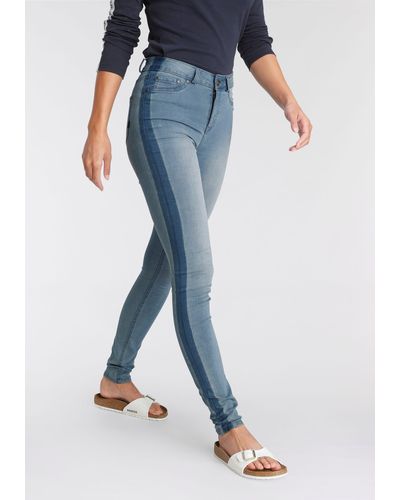 Arizona Skinny-fit-Jeans Ultra Stretch High Waist mit seitlichem Streifen - Blau