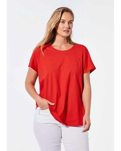Goldner T- Shirt mit Rundhalsausschnitt (CURVY) - Rot