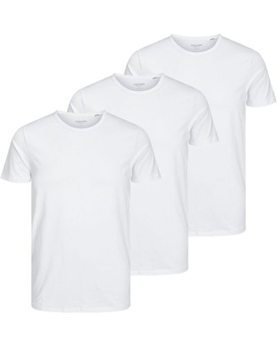 Jack & Jones T-Shirt BASIC für jeden Tag schlichten Design im 3er Pack - Weiß