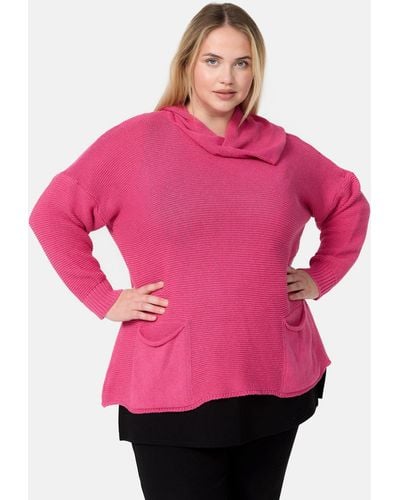 Kekoo Stricktunika Strickshirt Strickpullover aus 100% Baumwolle Feinstrick 'Pure' - Pink
