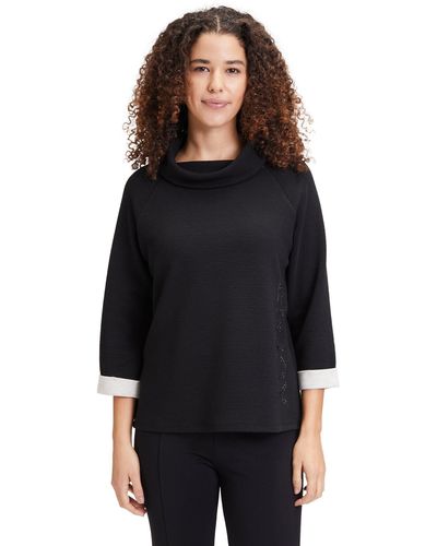 Betty Barclay Sweatshirt mit hohem Kragen (1-tlg) Glitzersteine - Schwarz