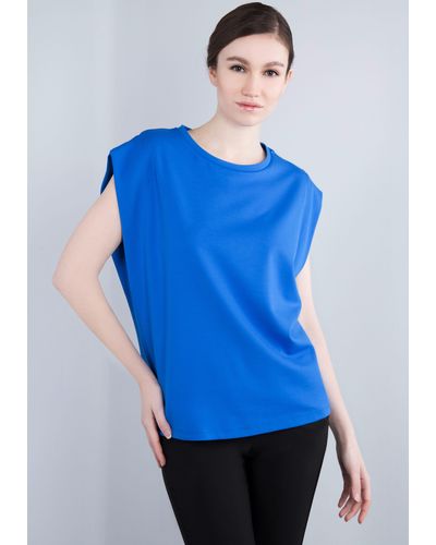 Imperial T- Ärmelloses "Punto Milano" Shirt mit eingeschlagen Armlochdetail - Blau