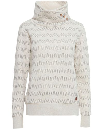 Oxmo Sweatshirt OXVernita Toller Sweater mit hohem Kragen - Weiß