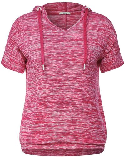 Cecil Sweatshirt Light Knit Melange Hoody - Pink